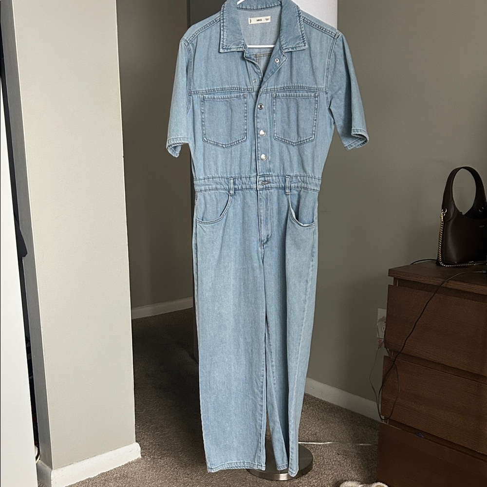Mango Light Blue Denim Jumpsuit